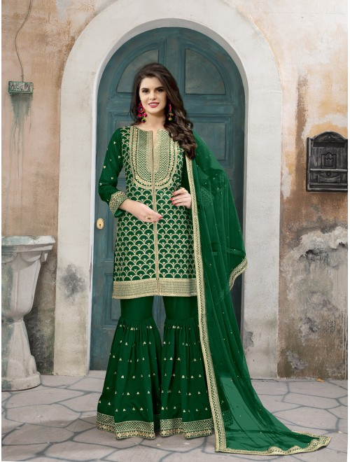 Adorable Green Color Art Silk Designer Festival Wear Pakistani Suit