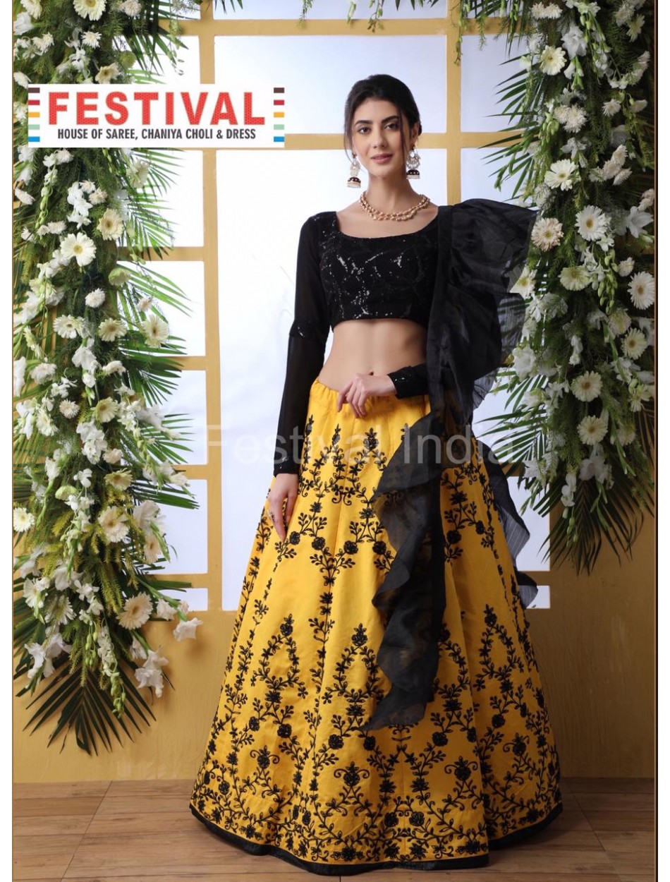 New Party Wear Lehenga Designs with Black Color –